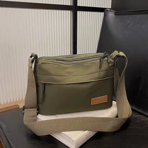 Unisex Casual Canvas Crossbody Bag Multi-Pocket Large Capacity Shoulder Bag Japanese Style Travel Satchel Bag