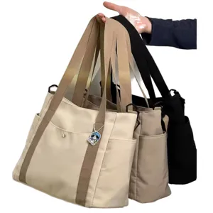 Canvas tote bag women large capacity casual shoulder bag commuter handbag crossbody bag