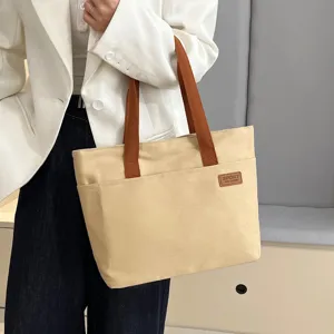 Casual canvas tote bag for women large capacity shoulder bag daily commuter student handbag
