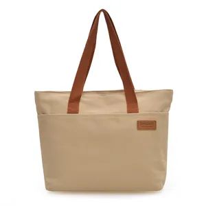Sac cabas en toile de grande capacite sac a epaule fourre-tout beige travail quotidien