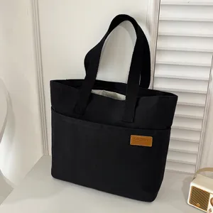 Sac cabas en toile noir femme homme grande capacité sac à épaule décontracté simple