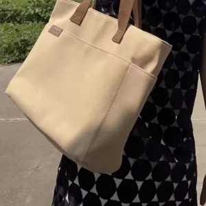 Women Casual Canvas Tote Bag Large Capacity Shoulder Bag Simple Commuter Handbag Versatile Student Book Bag