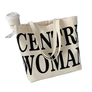 Casual large capacity canvas tote bag for women daily commute shoulder shopping handbag