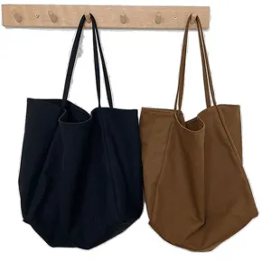 Minimalist canvas tote bag large capacity casual shoulder bag versatile solid color daily use