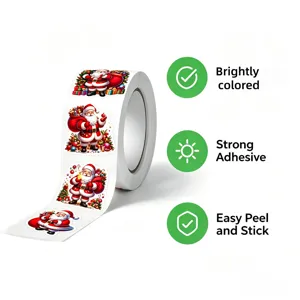 Rotolo di adesivi di Babbo Natale con colori vivaci, forte adesivo e facile da staccare.