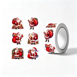 Rotolo di adesivi di Babbo Natale per decorazione di regali natalizi e sigillo
