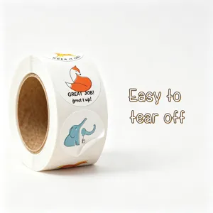 Cute cartoon animal reward sticker roll for kids classroom motivation, 500 pcs detail
