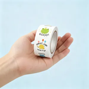 Cute cartoon animal reward stickers roll for kids classroom motivation and daily behavior chart.