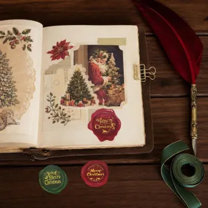 Retro Christmas wax seal stickers vintage journaling craft labels holiday gift sealing