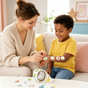 Cute cartoon animal reward sticker roll for kids, 500 pcs motivational stickers for classroom.