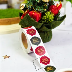 Retro Christmas sealing wax stickers roll, 1 inch holiday gift seal labels for crafts.