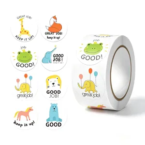 Kids reward stickers roll cute cartoon animal stickers for classroom motivation 500pcs