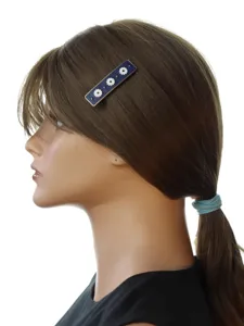 Retro blue enamel daisy hair clip elegant metal side hairpin for daily charming hairstyle.