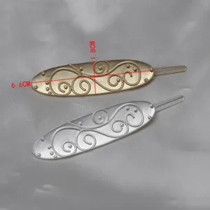 French retro palace relief metal hair clip detail, elegant vintage side clip hair accessory.