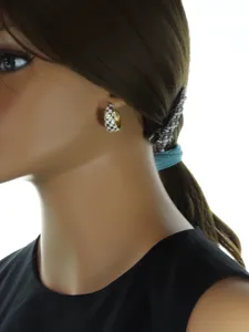Boucles d'oreilles créoles en émail à damier français vintage pour femmes élégantes
