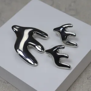 Fashion Alloy Swallow Brooch And 925 Sterling Silver Earring Set Elegant Women Decorative Jewelry Gift