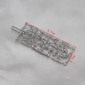 Vintage französischer Strass Haarklammer, elegante rechteckige ausgehöhlte Kristallspange.