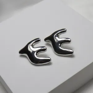 Silver swallow stud earrings minimalist abstract bird design fashion jewelry gift accessories