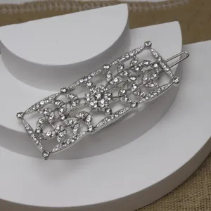 Silber Strass Haarklammer vintage französischer Stil Haarschmuck elegante funkelnde Kristallspange