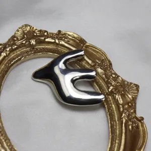Silver liquid swallow brooch detail view, elegant metal apparel accessory gift piece.