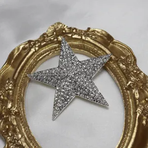 Silver rhinestone star brooch vintage crystal lapel pin accessory for women and men gift