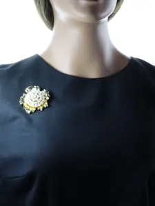 Broche fleur perle or vintage, épingle de revers florale élégante pour pull femme décoration