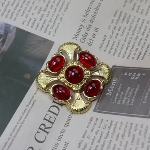 Broche pendentif collier croisée carrée en verre rétro vintage élégant accessorio de mode.