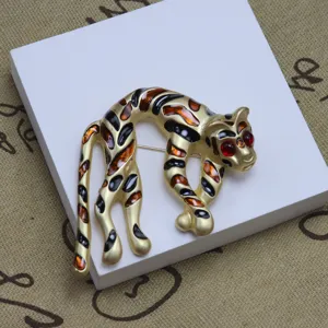 Spilla in Smalto Leopardo Vintage Lusso Lega Strass Spilla Animale Gioielli di Moda Accessori per Abbigliamento Regalo