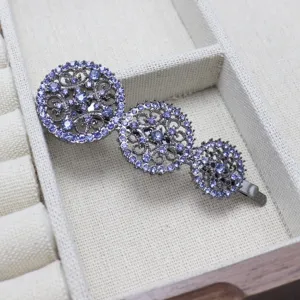 Blue rhinestone openwork metal hair clip elegant barrette accessory for daily wear and styling