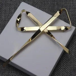 Spilla a fiocco in metallo dorato, elegante gioiello con spilla a nastro per donne