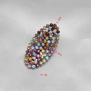 Colorful rhinestone hairpin duckbill clip crystal barrette sparkling hair accessory 5.2cm