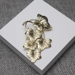 Vintage gold leaf brooch pin elegant plant lapel accessory for women clothing decor gift