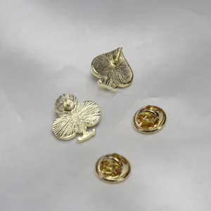 Gold metal playing card suit brooch back detail pin accessory backing clasp display