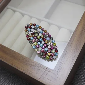 Colorful crystal rhinestone hair clip, oval cluster design sparkling decorative side hairpin for women