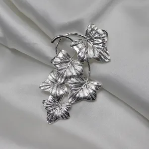Vintage silver tone grape leaf brooch pin elegant clothing accessory gift for women