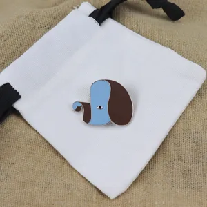 Cute blue and brown enamel dog brooch pin for clothing decoration, stylish metal fashion accessory.