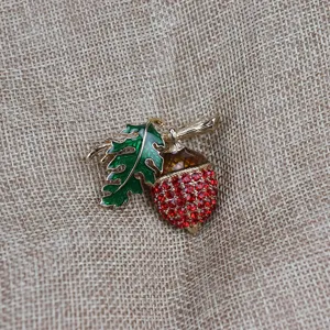 Vintage Smalto Strass Ghianda Spilla, squisito pigna accessorio abbigliamento per donne.