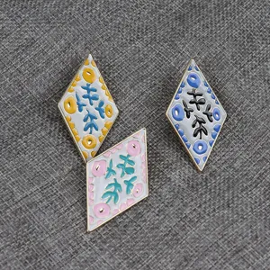 Diamond enamel brooch set featuring floral patterns, chic metal badge accessories for clothing.