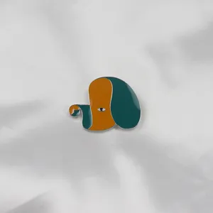 Cute abstract dog enamel brooch pin, orange and green colorblock metal accessory for clothes.