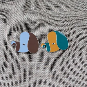Cute abstract puppy enamel pin set designer brooches, colorful metal clothing accessories
