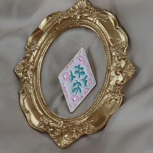 rhombus enamel brooch flower pin badge fashion accessory aesthetic vintage style