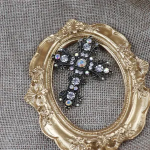 Vintage Strass Kruis Broche Hanger Retro Sieraden Accessoire Geschenk Voor Vrouwen