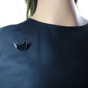 Broche chat noir en émail badge en métal style designer mode accessoire de revers quotidien