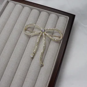 Vintage große Strass Schleife Brosche elegante Kristall Kleidungsstück Zubehör Schmuck Detail