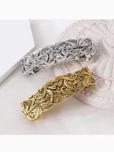 Vintage alloy hair clip retro automatic barrette set in silver and gold colors.