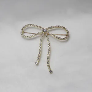 Retro Strass grosse Schleife Broschen Kleidung Zubehoer elegante Kristall Nadel fuer Damen