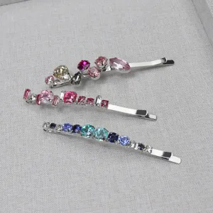 Minimalistischer Legierung Strass Haarclip Süßer Bunter Edelstein Seitenclip Pony Haarnadel Haarschmuck Für Damen