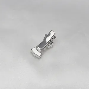 Silver tone metal bow hair clip elegant hairpin compact alligator clip detail view