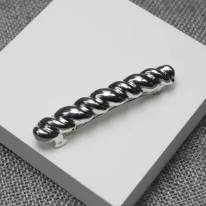Silver twisted metal hair clip small elegant barrette spring clip daily hair accessories for women