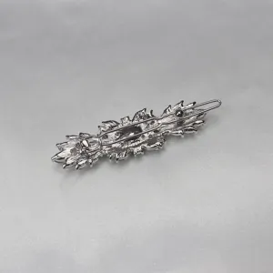 Vintage silver hair clip detail back view elegant antique barrette hairpin accessory